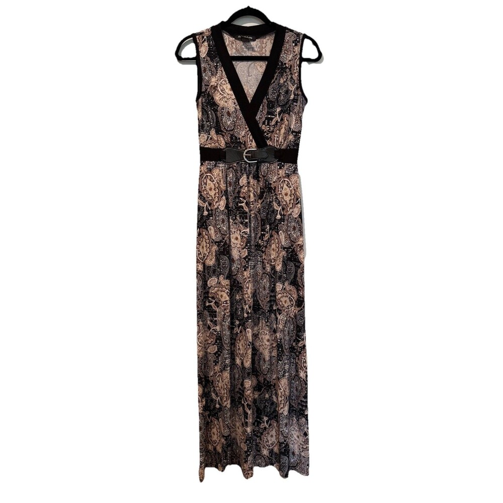 Elie McCarthy Maxi Dress Womens XS Stretch Paisley Floral Boho Indie Travel